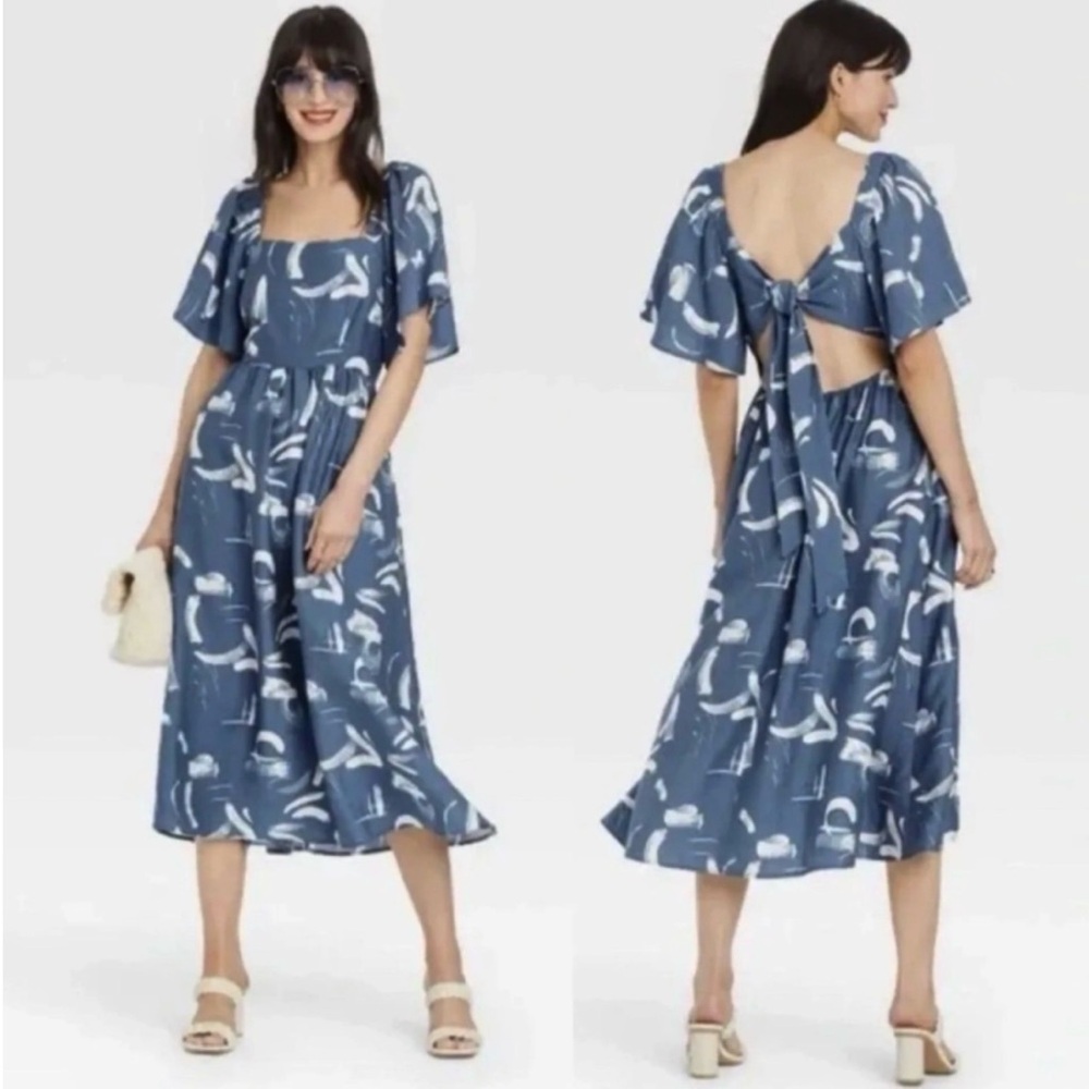 Blue and White Patterned Dress